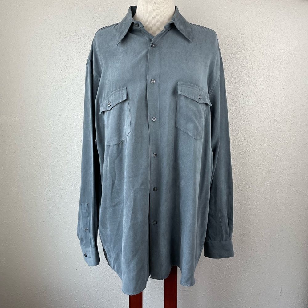 Alfani Gray Button Down Dress Shirt Size XL EUC